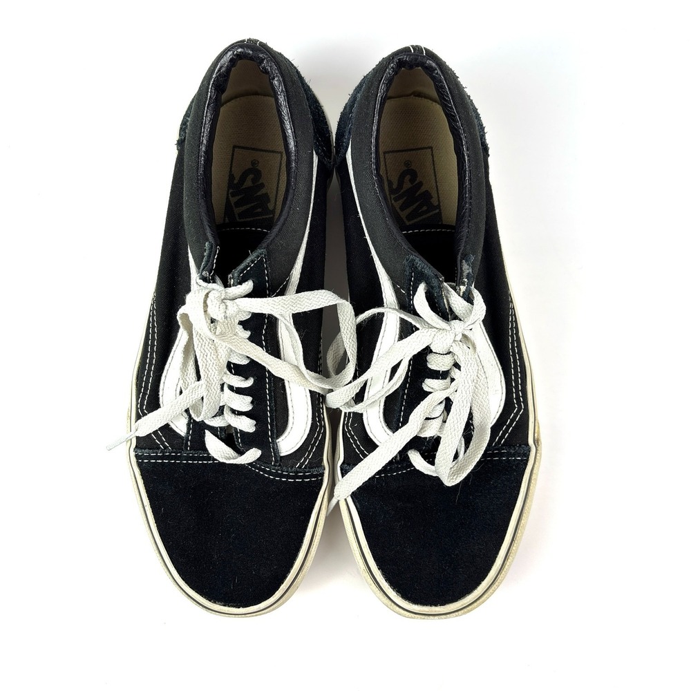 Vans Old Skool Low Top Skate Shoes M 7 W 8.5 Black White Canvas Suede - Picture 3 of 16
